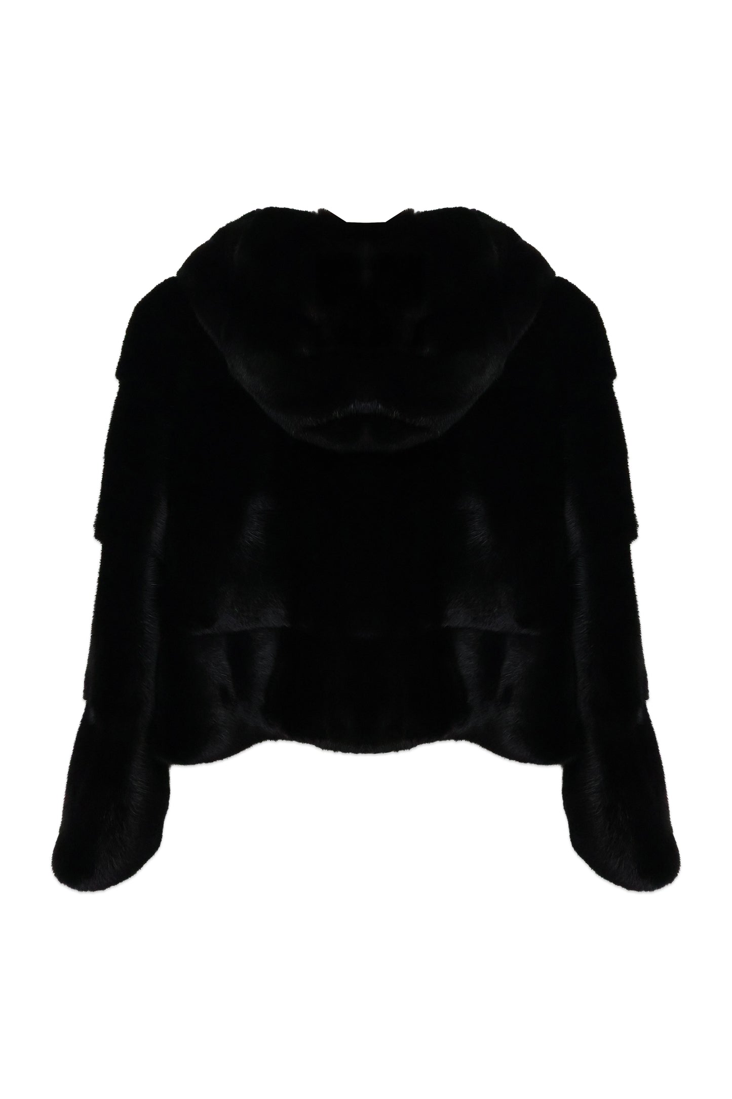 Black Mink Fur Jacket with Hood | Cropped Length