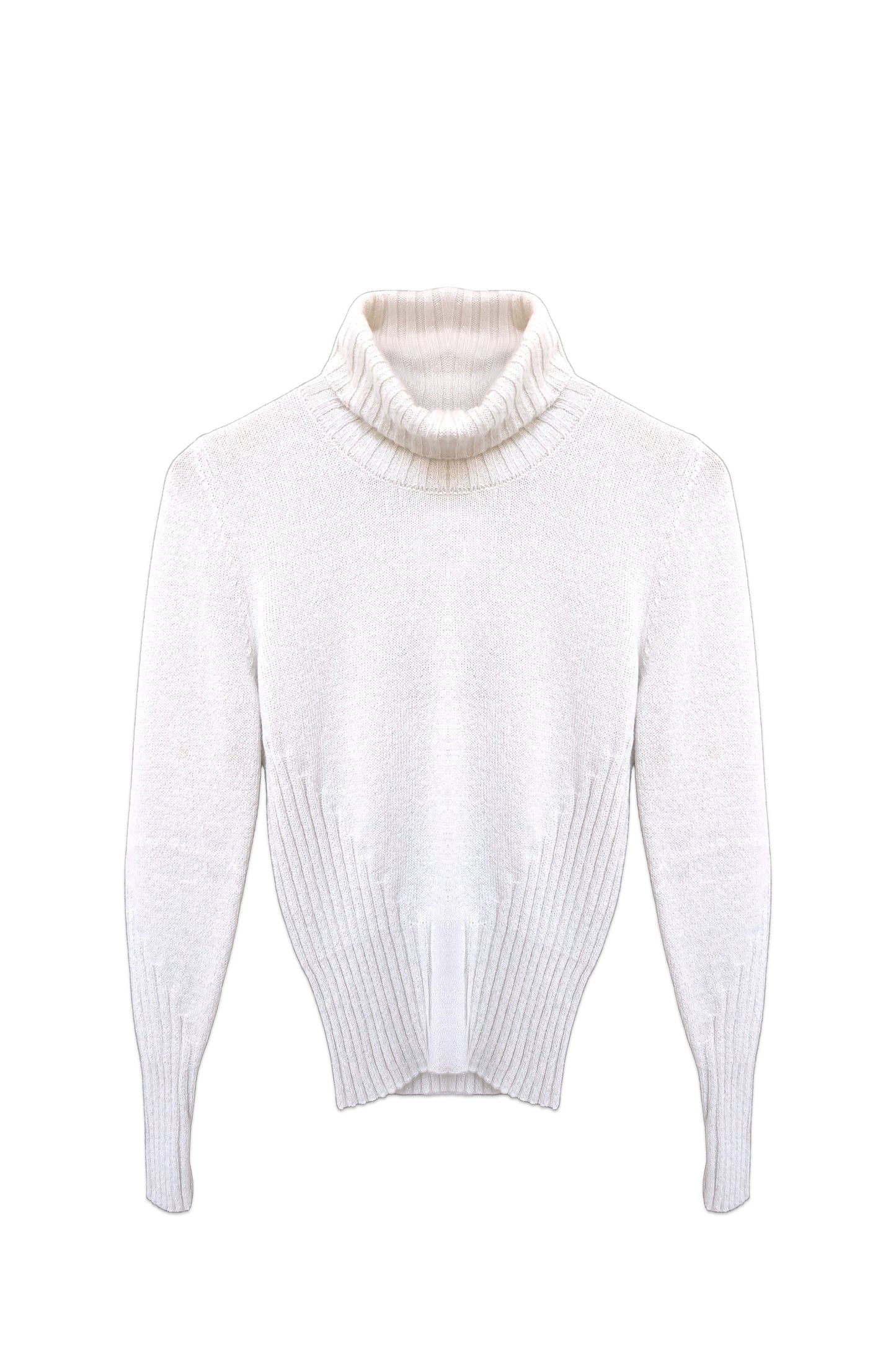 Fold-Over Turtleneck Cashmere Sweater with Pockets