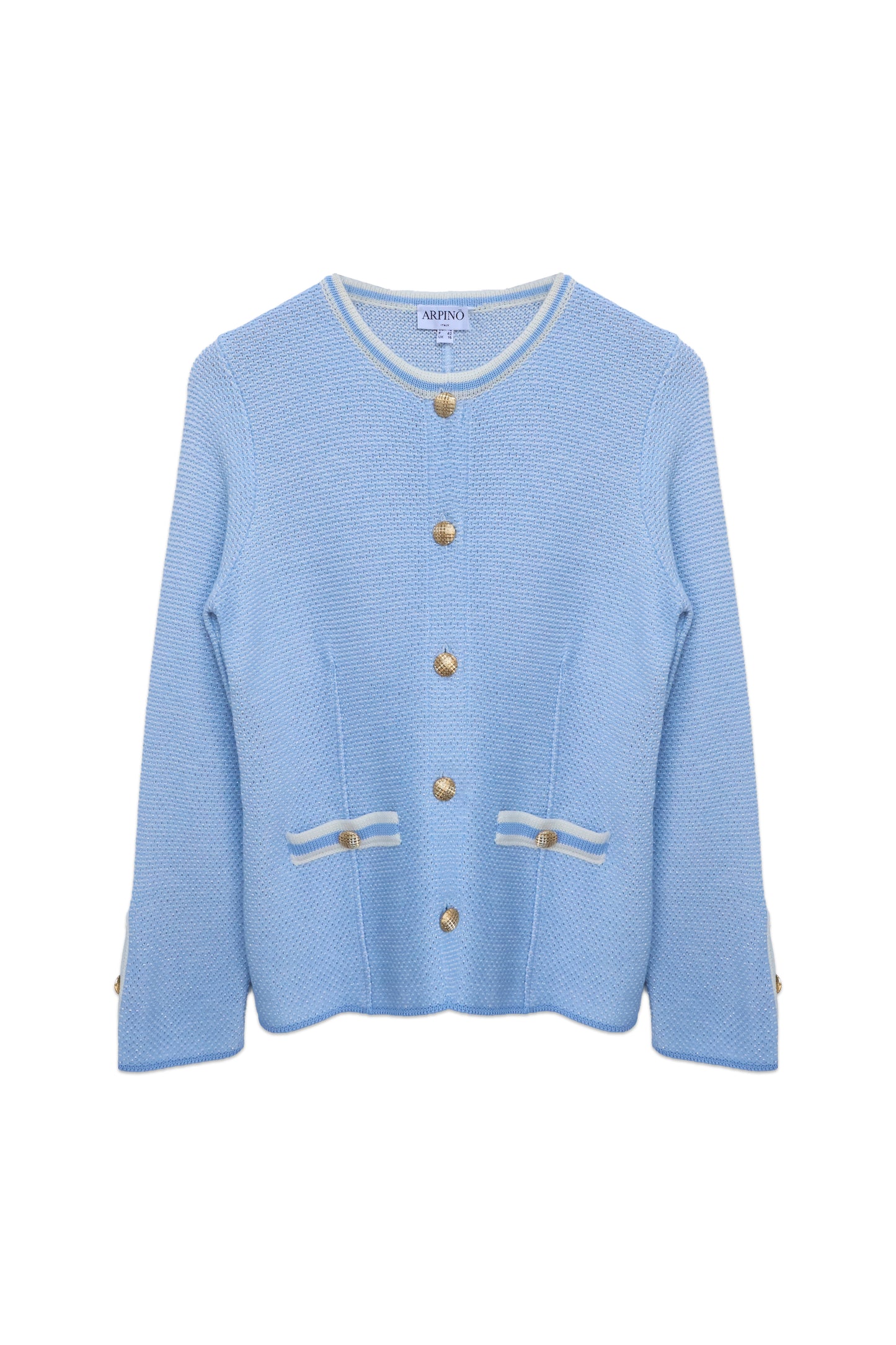 Tailored Knit Jacket with Gold Buttons