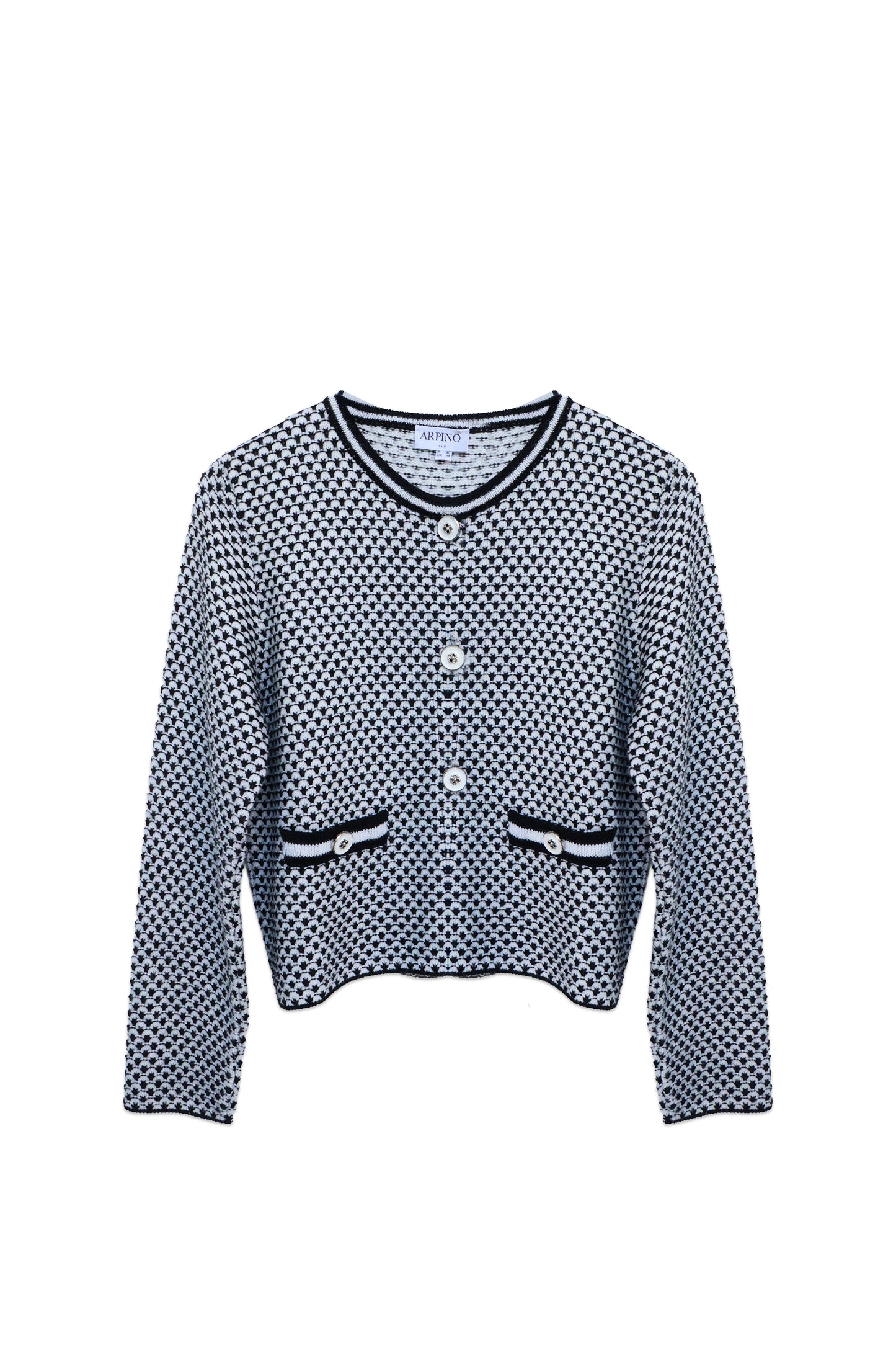 Metallic Thread Knit Jacket with Button Closure
