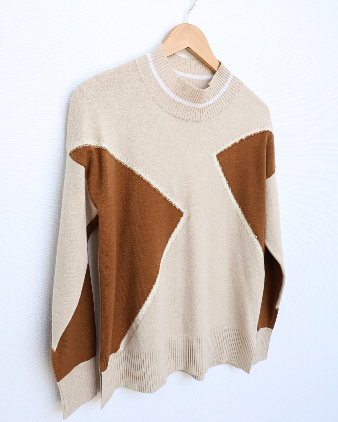 Geometric Mock Neck Knit
