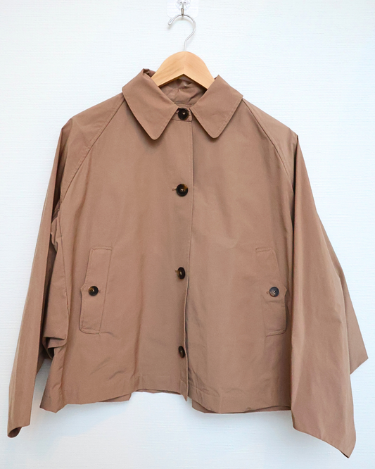 Cropped Batwing Trench Coat — Beige