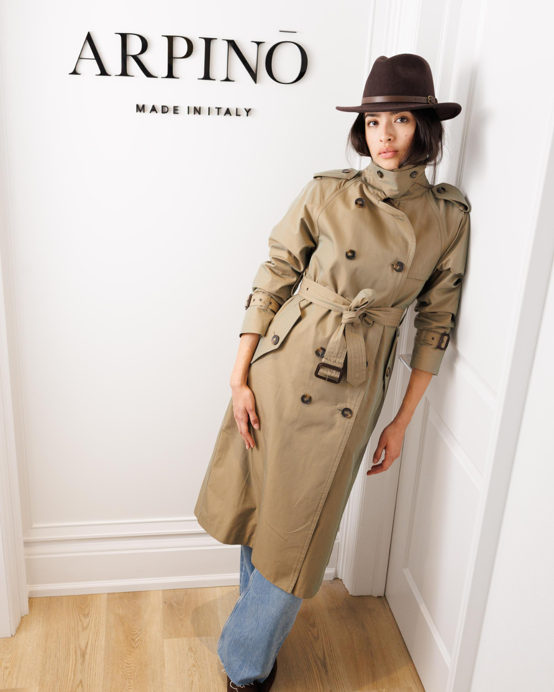 Classic Double-Breasted Trench Coat — Beige
