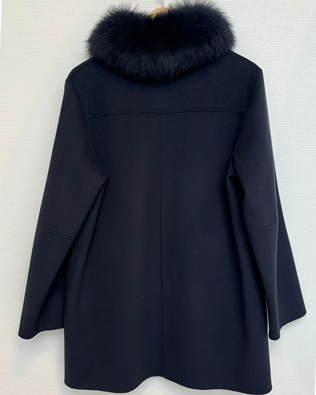 Navy Shirt Jacket with Fox Fur Details