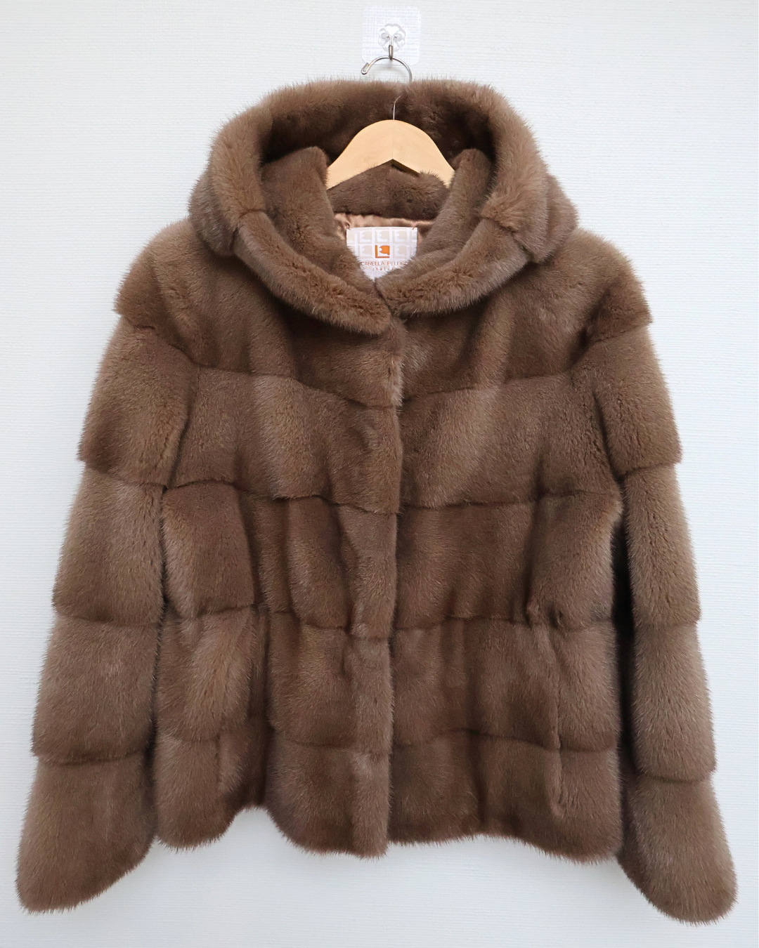 Light Brown Mink Fur Jacket with Hood | Cropped Length