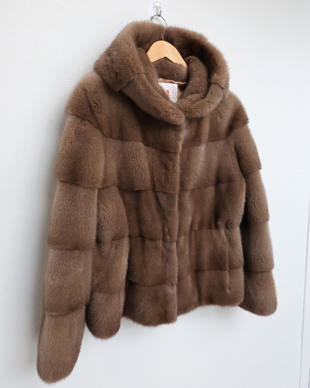 Light Brown Mink Fur Jacket with Hood | Cropped Length