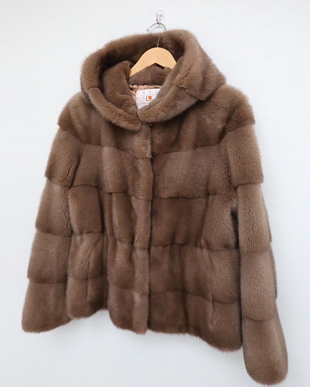Light Brown Mink Fur Jacket with Hood | Cropped Length