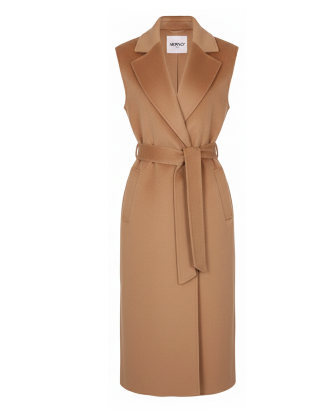 Camel Wool-Cashmere Vest with Fox Fur Trim