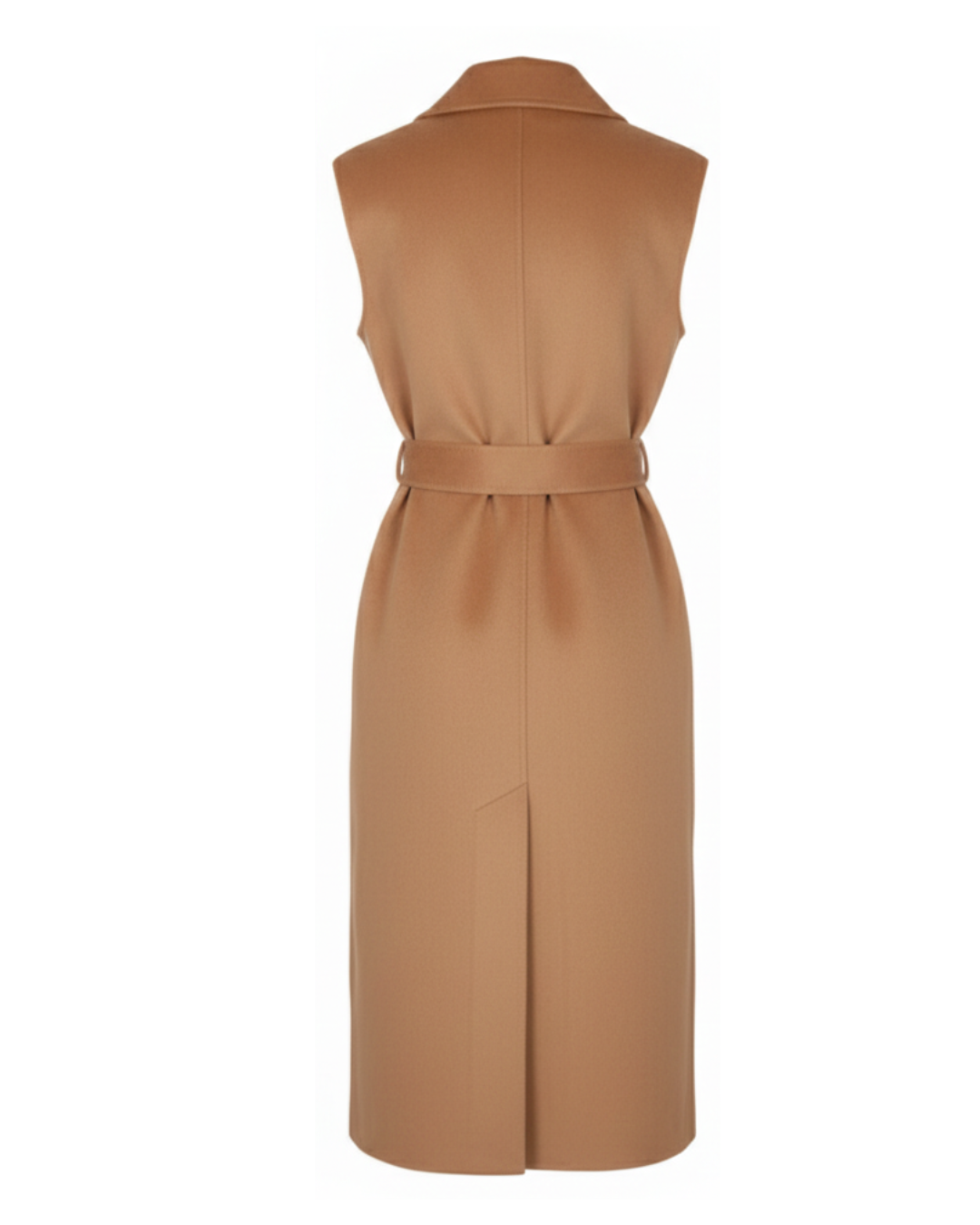 Camel Wool-Cashmere Vest with Fox Fur Trim