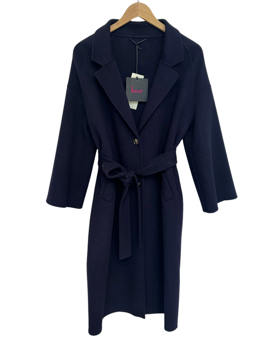Navy Wool-Cashmere Single-Breasted Coat