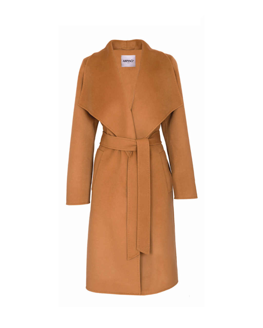 Camel Wool-Cashmere Maxi Coat with Fox Collar