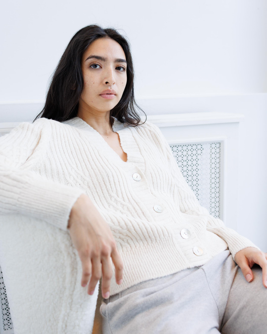 Ribbed Cable-Detail Cardigan