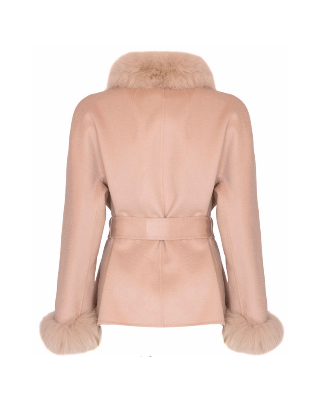 Light Pink Wool Zibeline Coat with Fox Fur