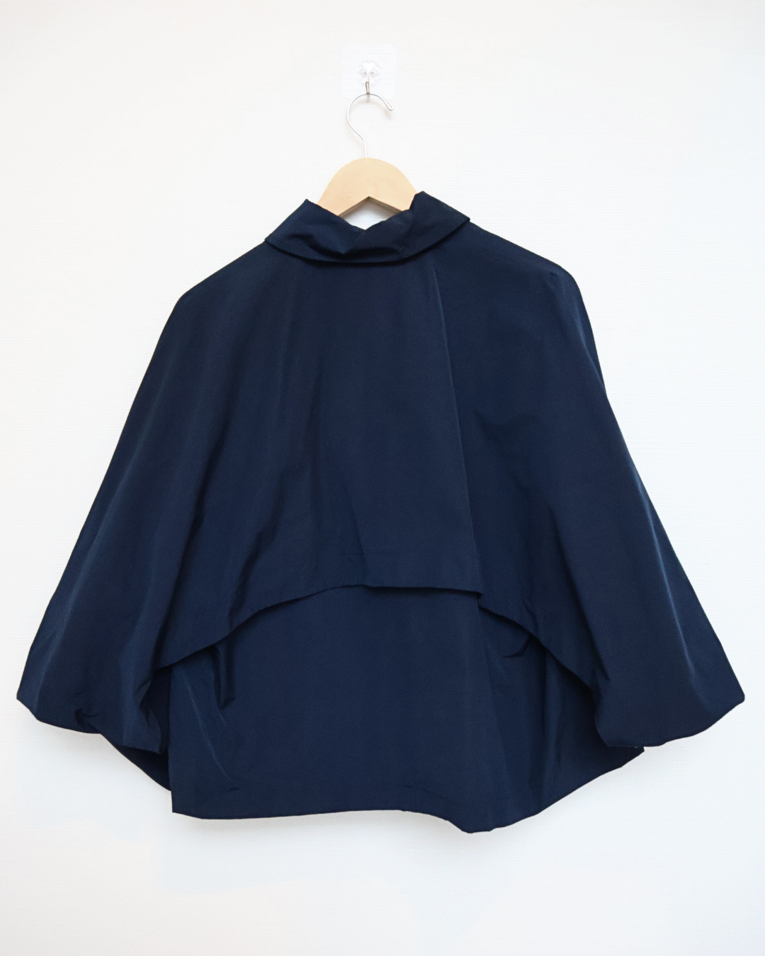 Cropped Batwing Trench Coat — Navy
