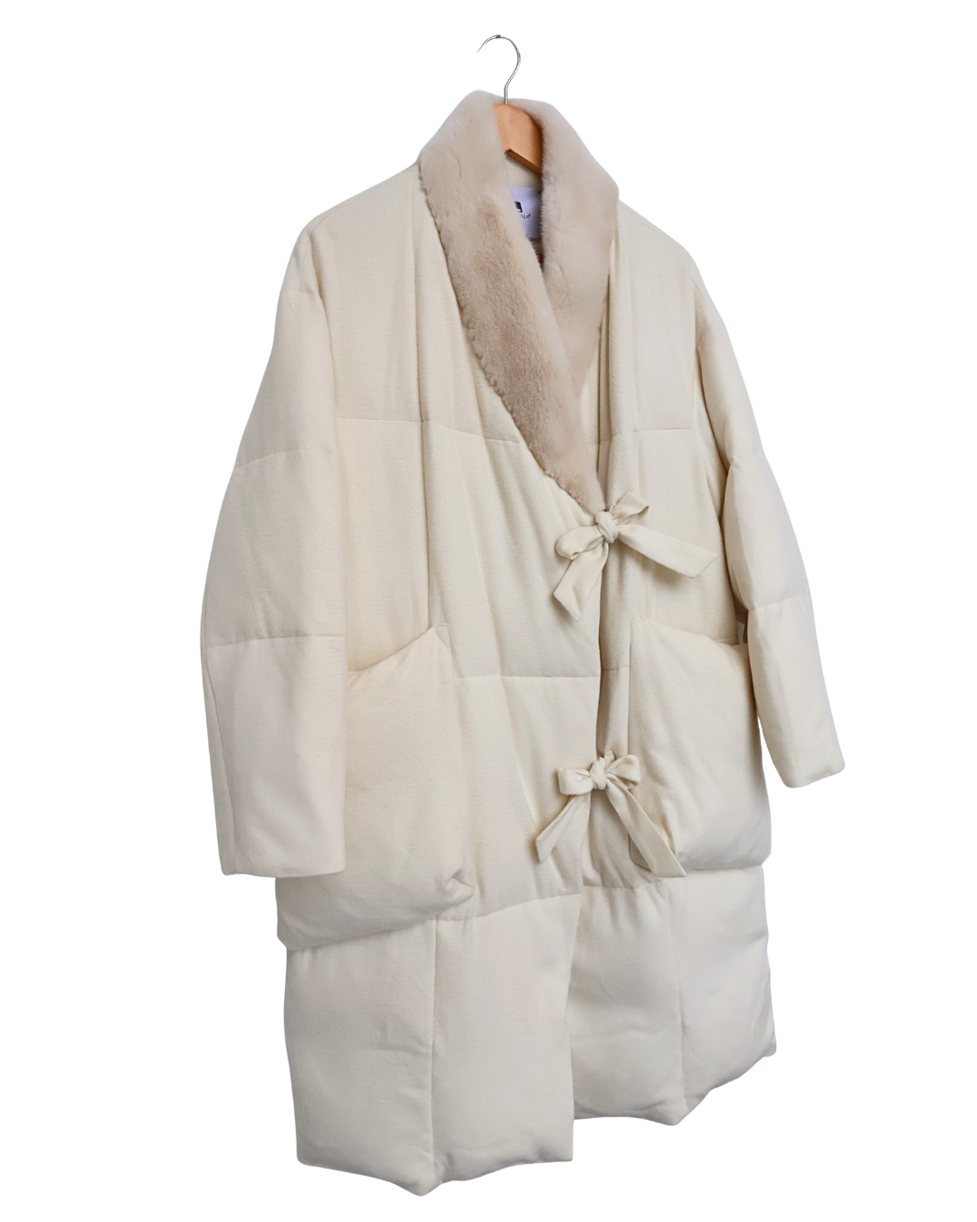 White Quilted Puffer with Mink Fur