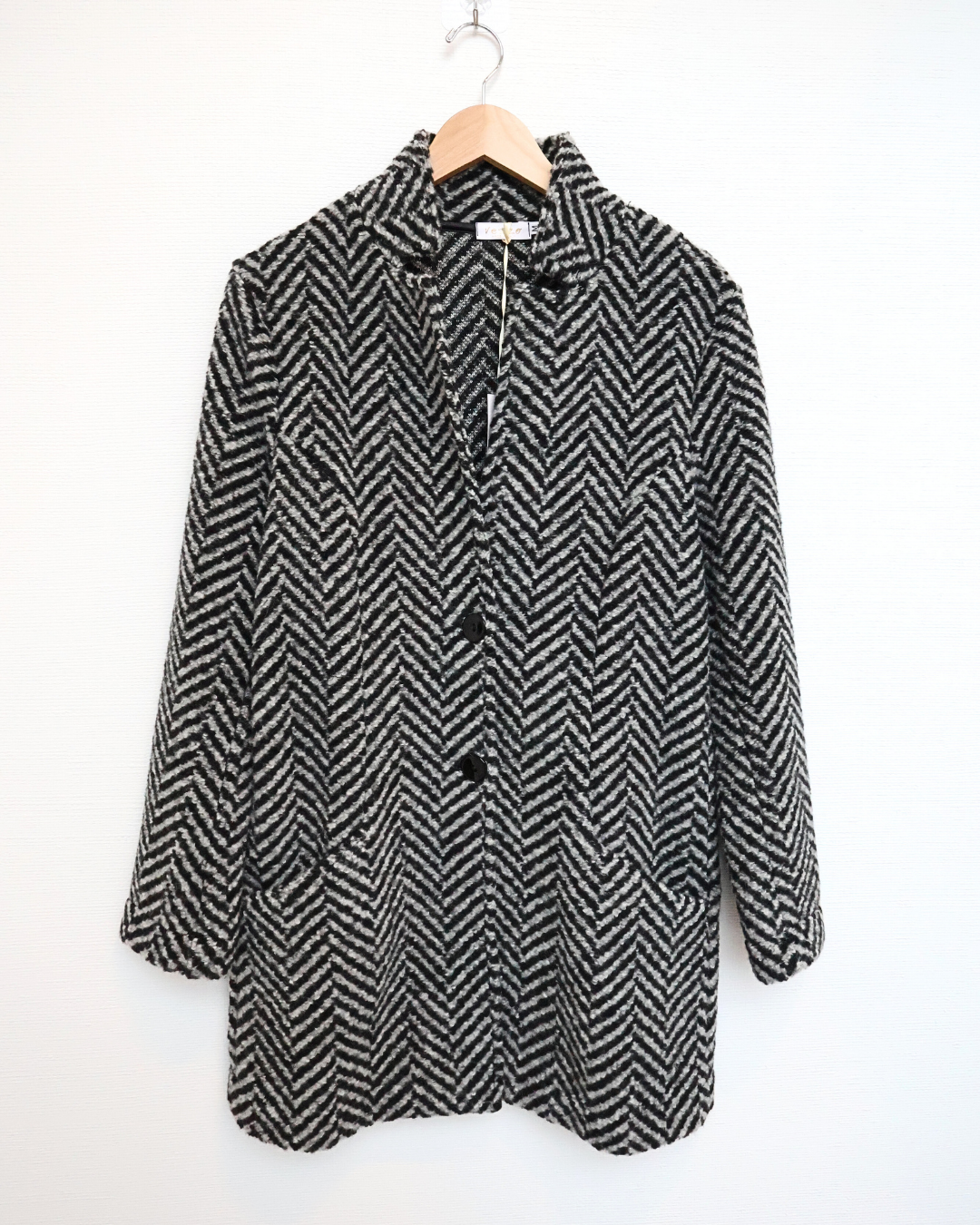 Herringbone Knit Cardgian — Black & Grey