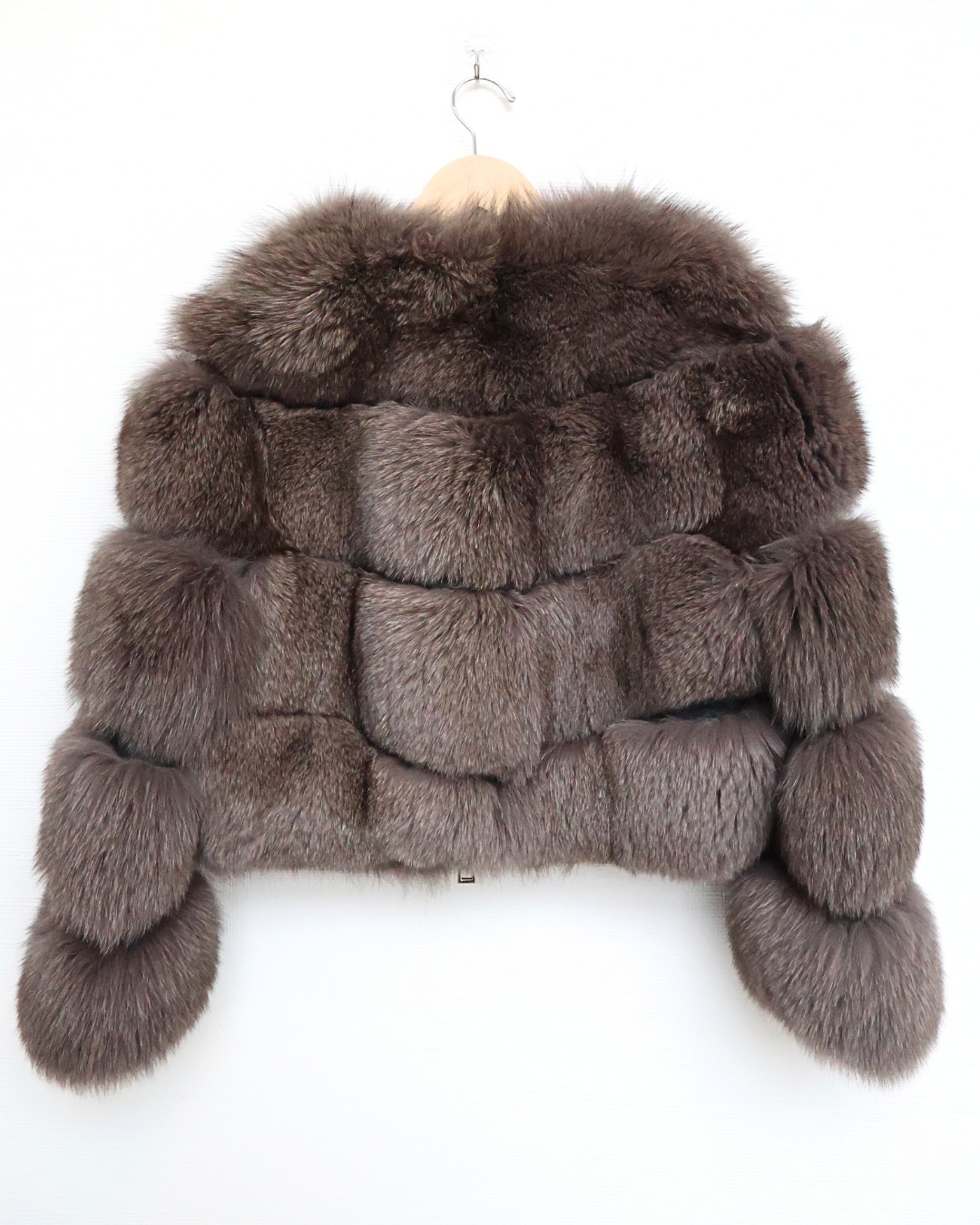 Grey Rex Rabbit Fur Jacket with Zipper