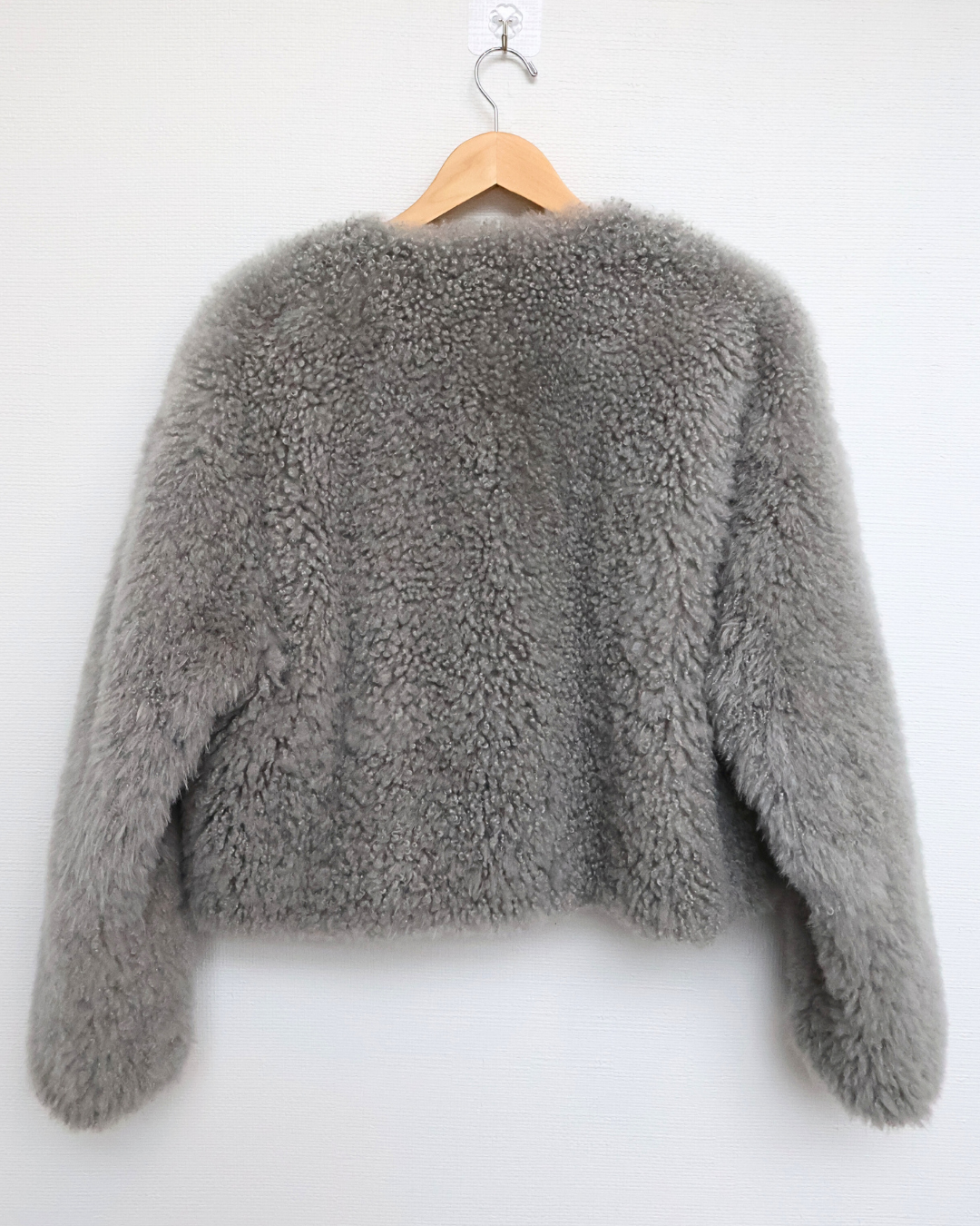 Grey Cashmere Goat Fur Jacket Cropped