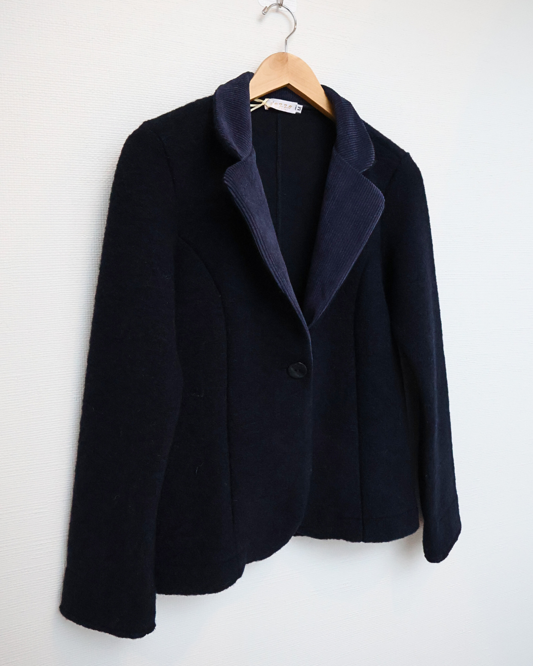 Knit Blazer with Textured Collar — Navy