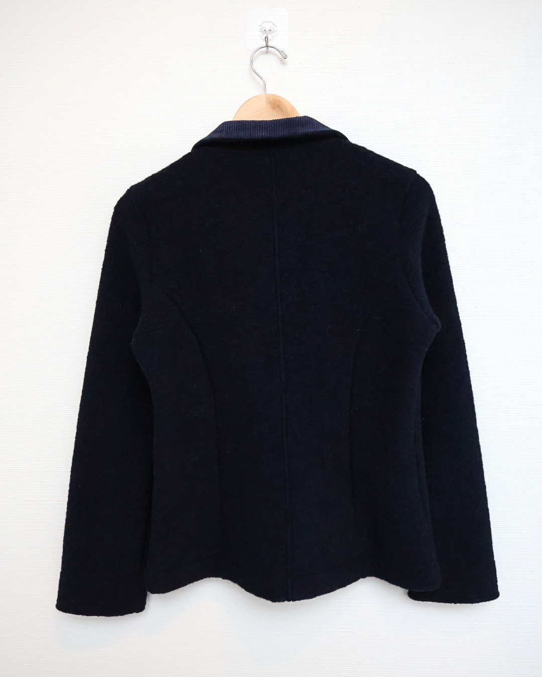Knit Blazer with Textured Collar — Navy