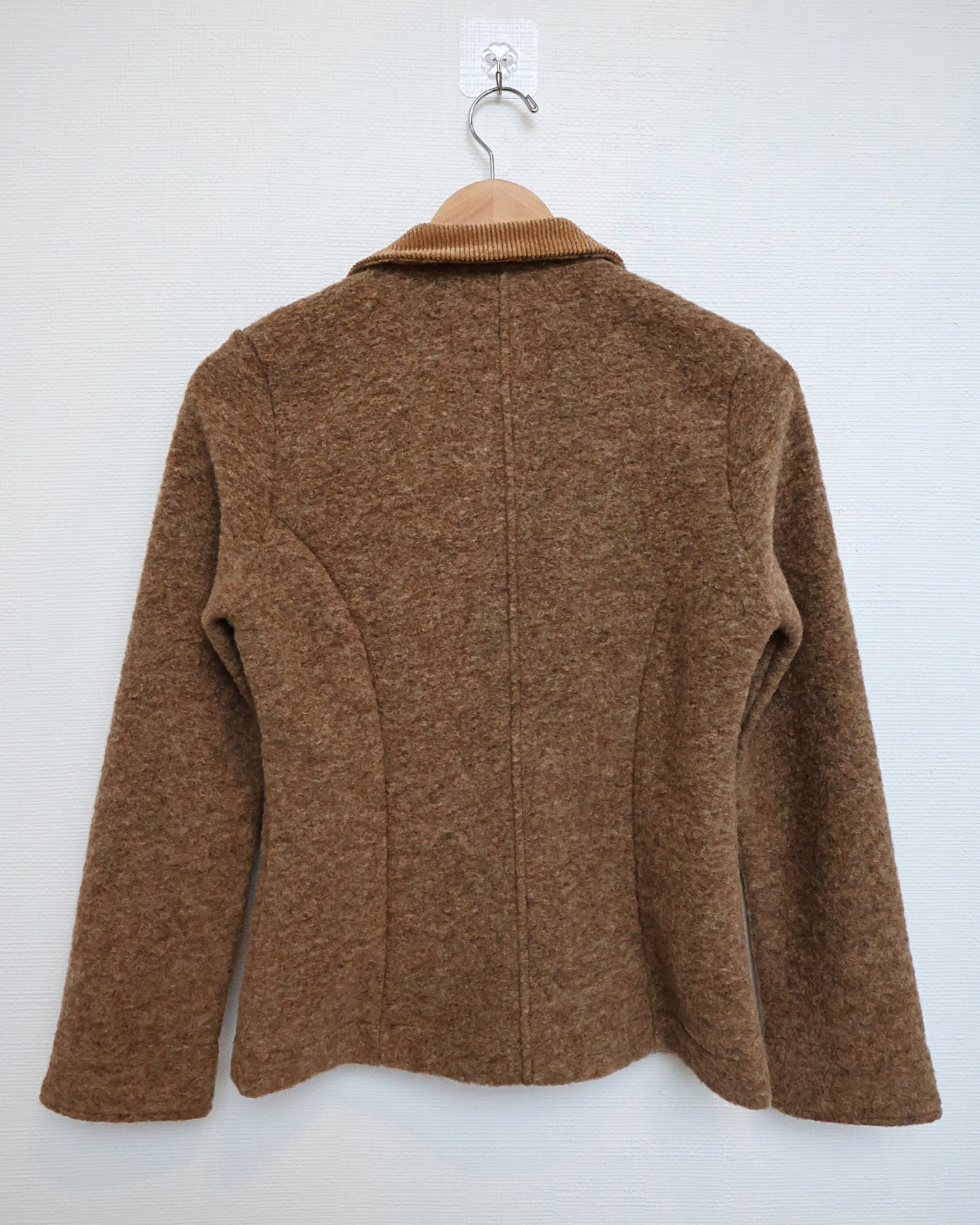 Knit Blazer with Textured Collar — Camel Brown