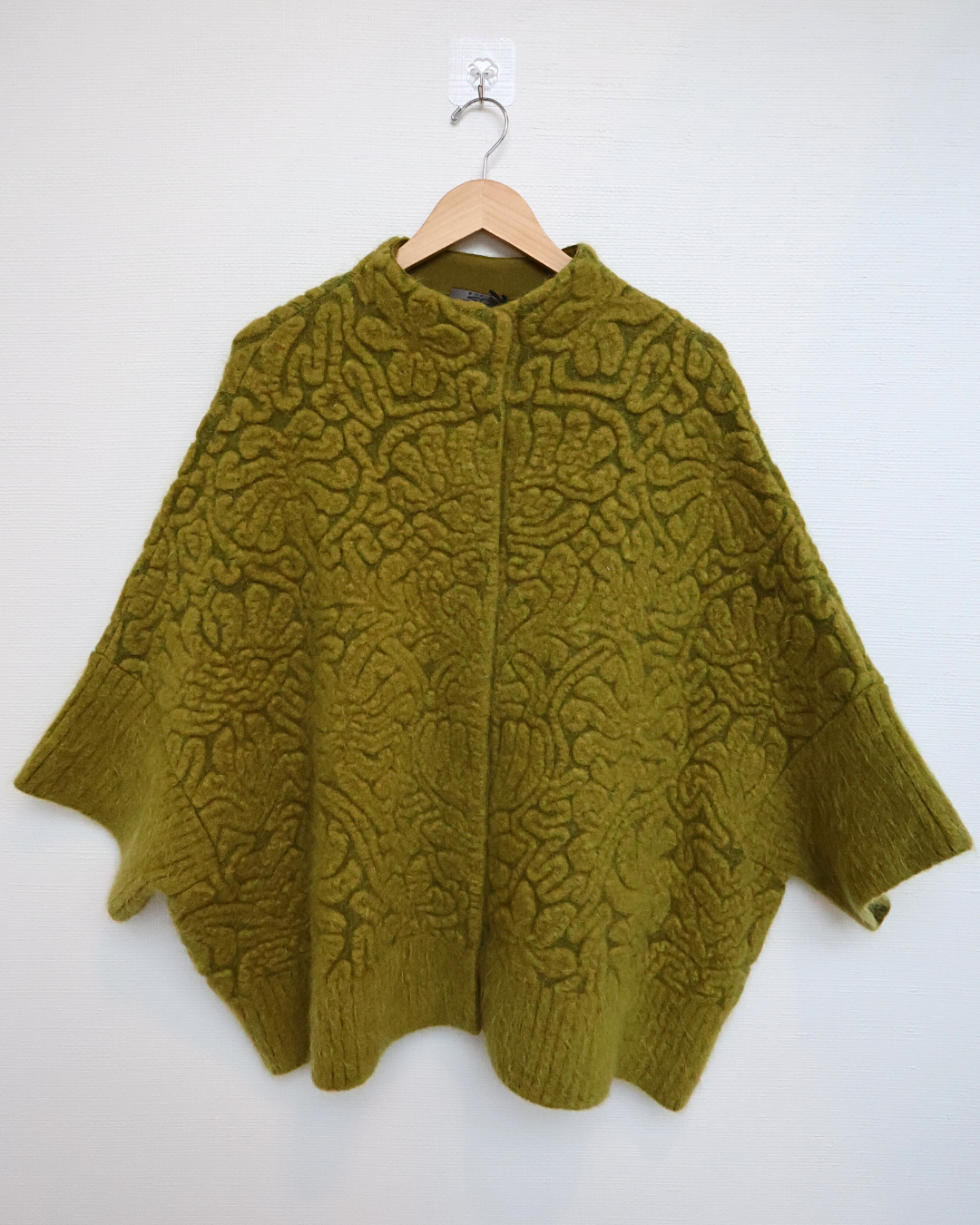 Printed Knit Batwing Jacket — Olive