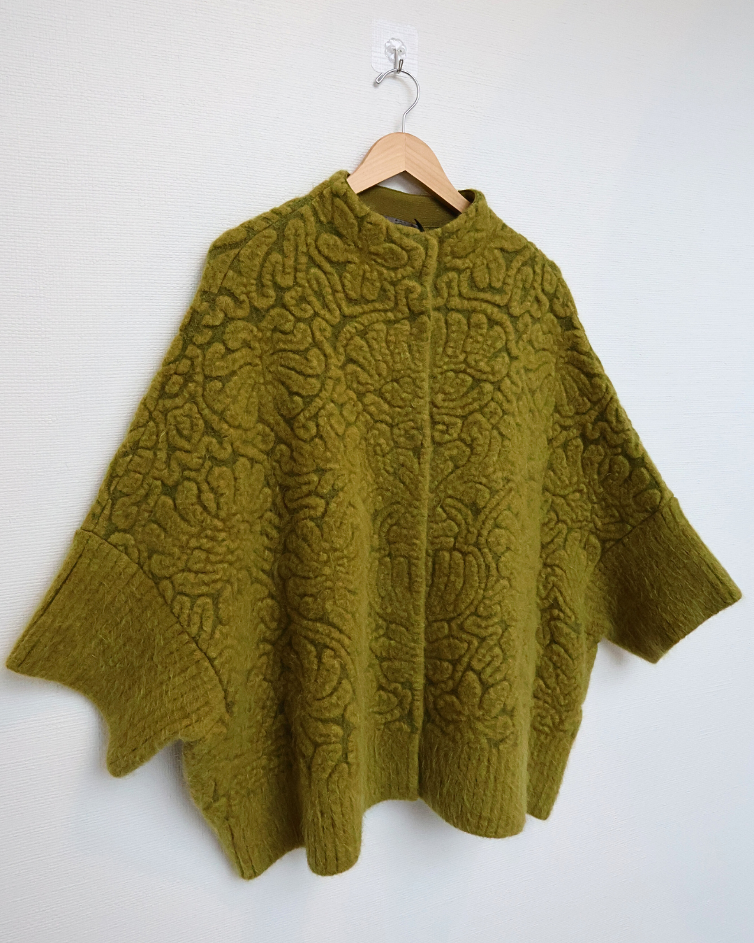 Printed Knit Batwing Jacket — Olive