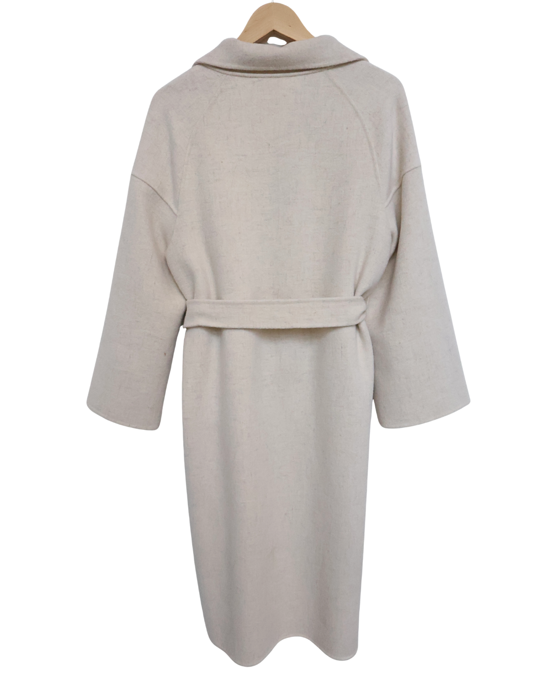 Oatmeal Wool Coat with Tie Belt