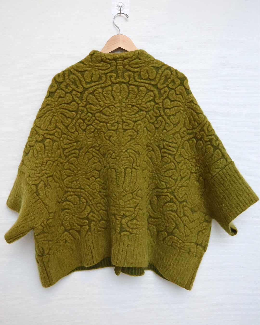 Printed Knit Batwing Jacket — Olive