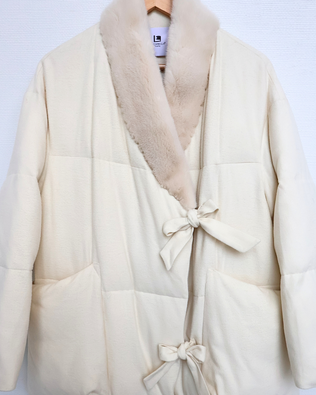 White Quilted Puffer with Mink Fur