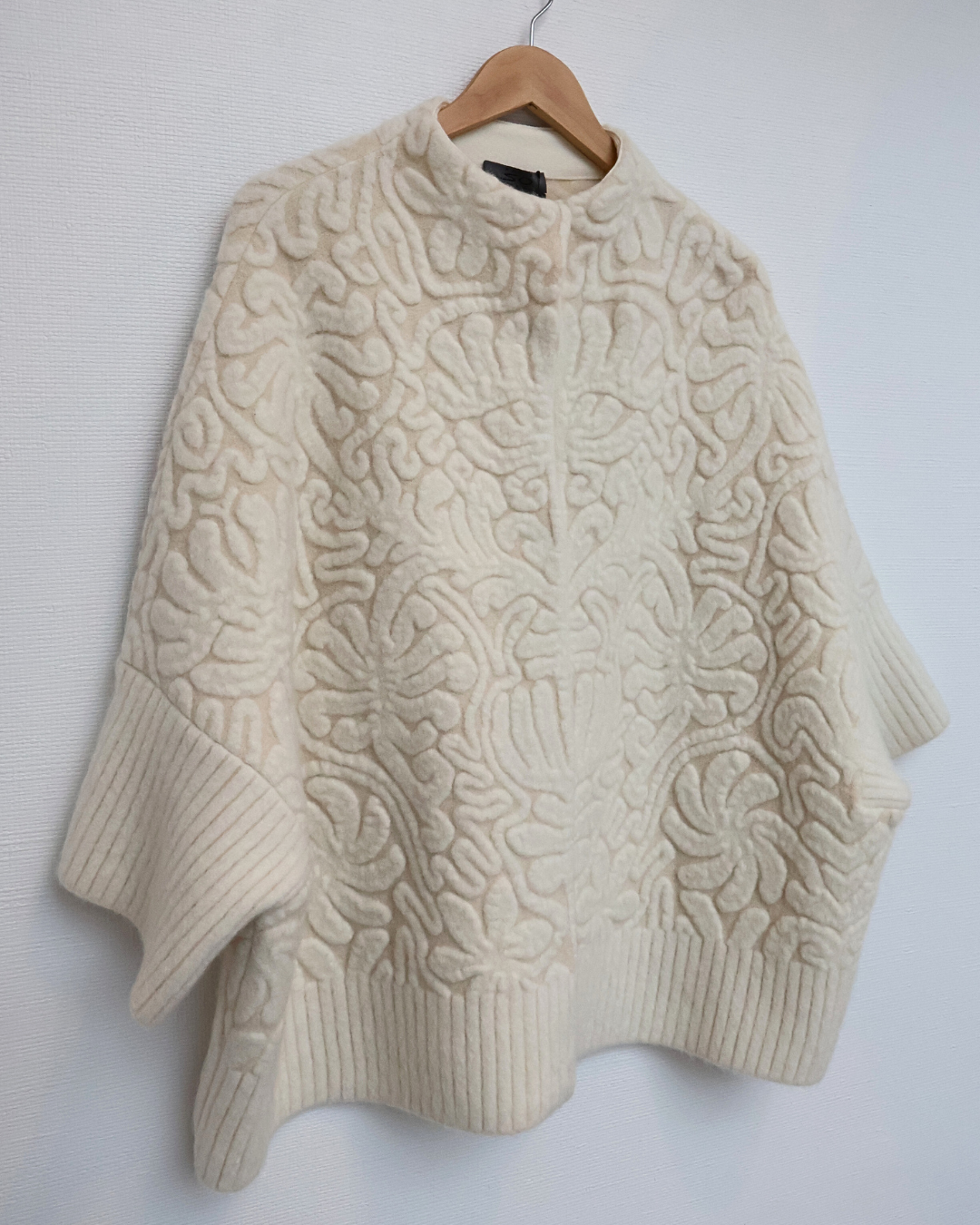 Printed Knit Batwing Jacket — Ivory