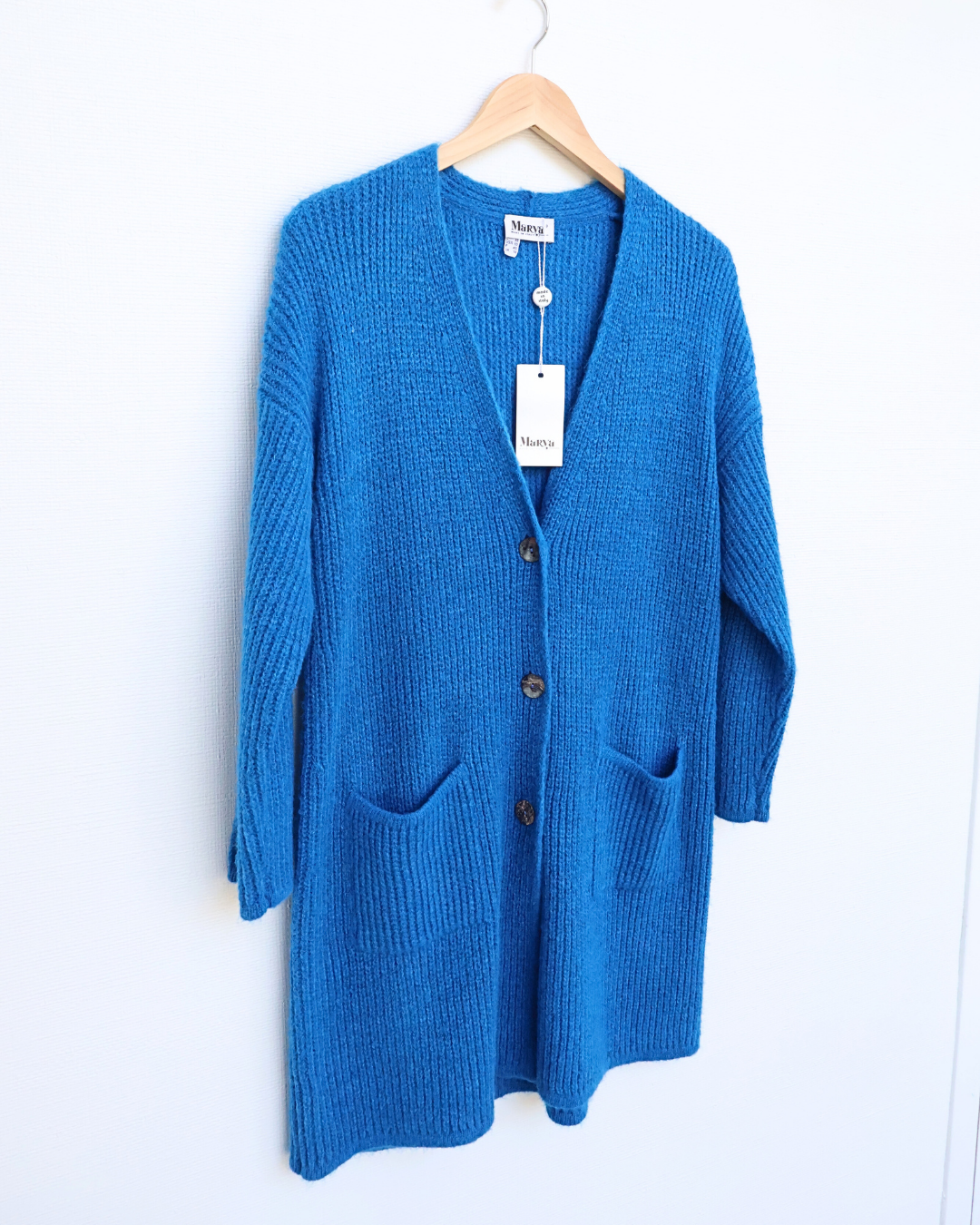 Ribbed Deep V-Neck Long Cardigan