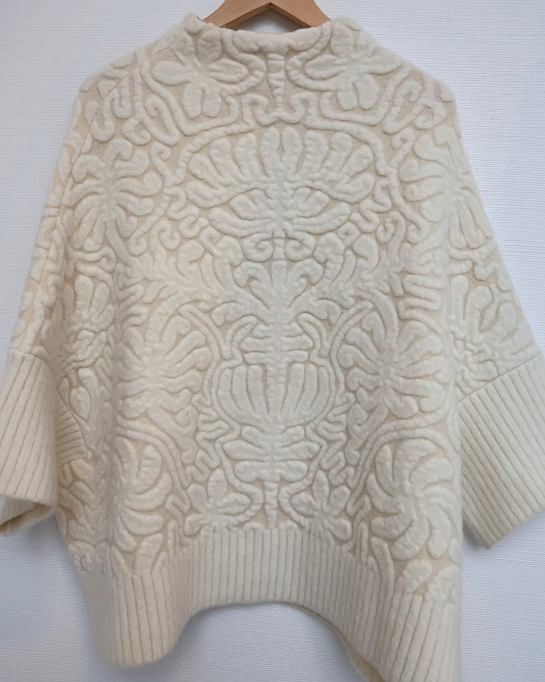 Printed Knit Batwing Jacket — Ivory