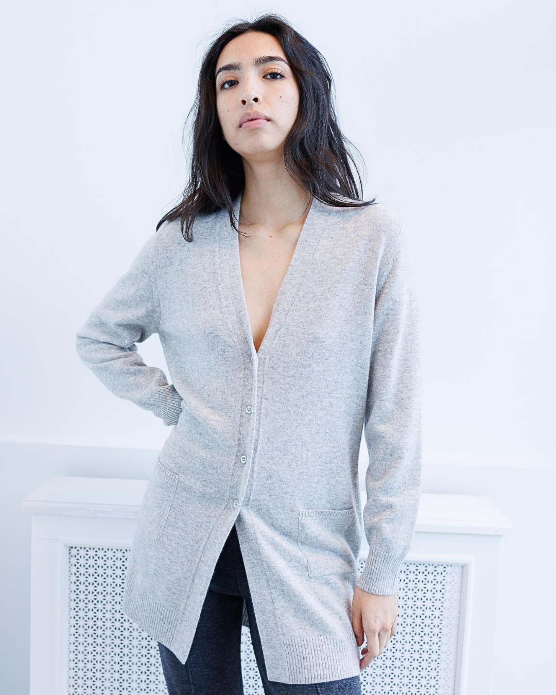 Longline Cashmere V-Neck Cardigan