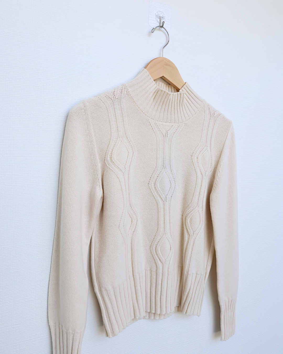 Diamond-Stitch Turtleneck Sweater