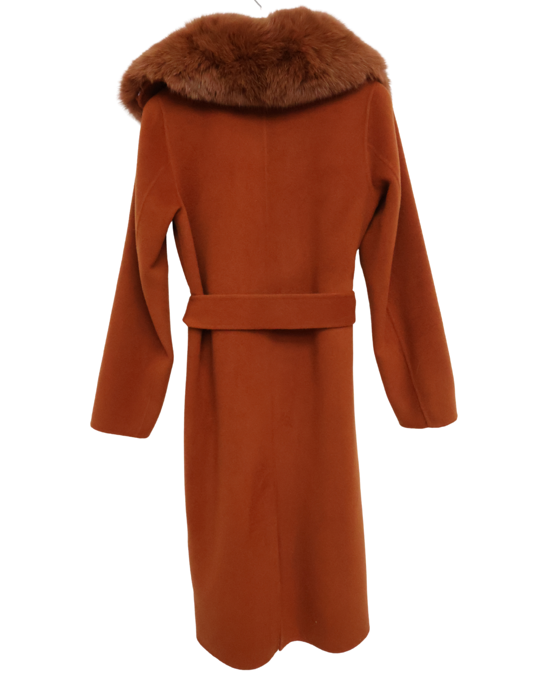 Burnt Orange Wool-Cashmere Coat with Mink Collar