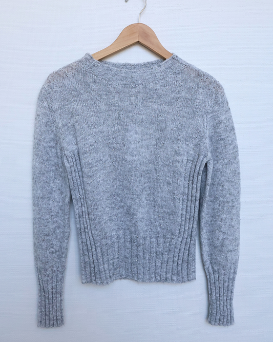 Fitted Ribbed Shimmer Knit Sweater