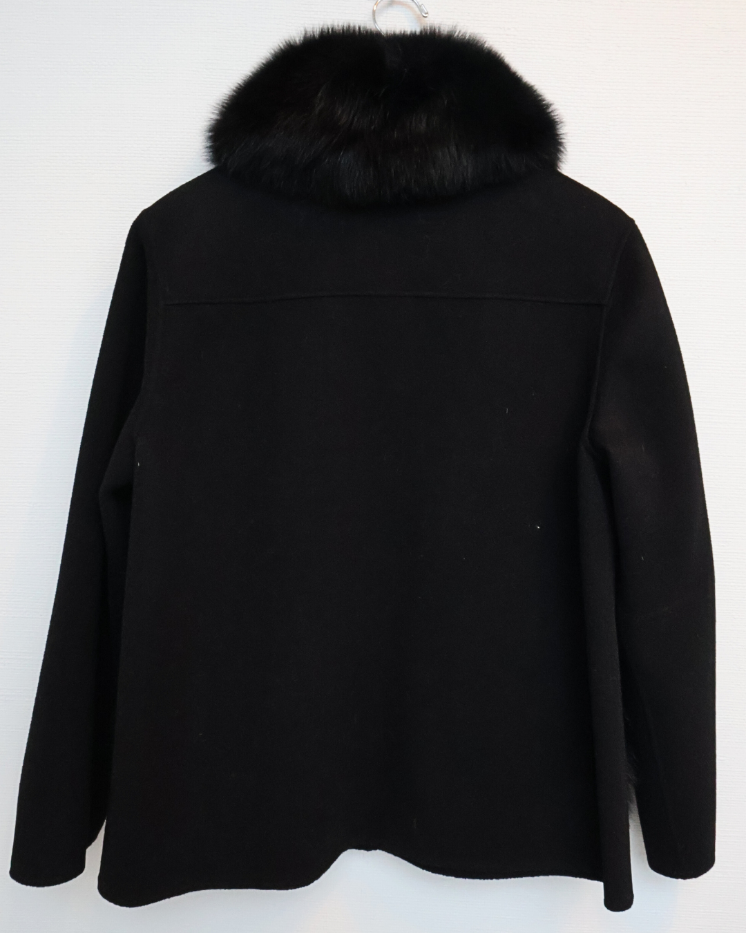 Black Shirt Jacket with Fox Fur Details