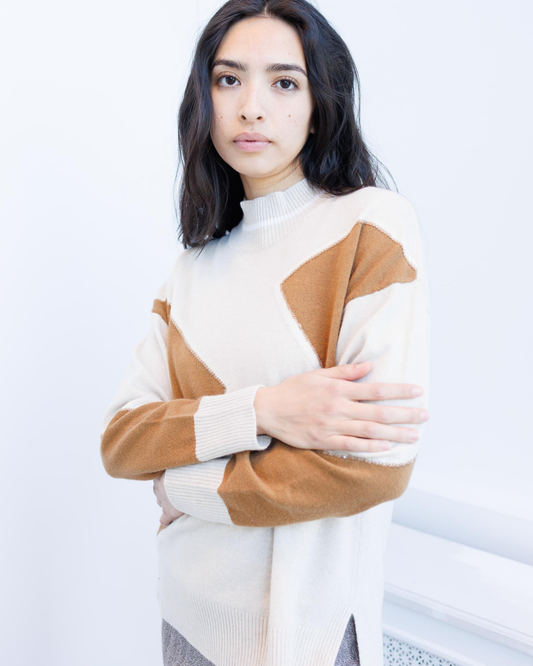 Geometric Mock Neck Knit