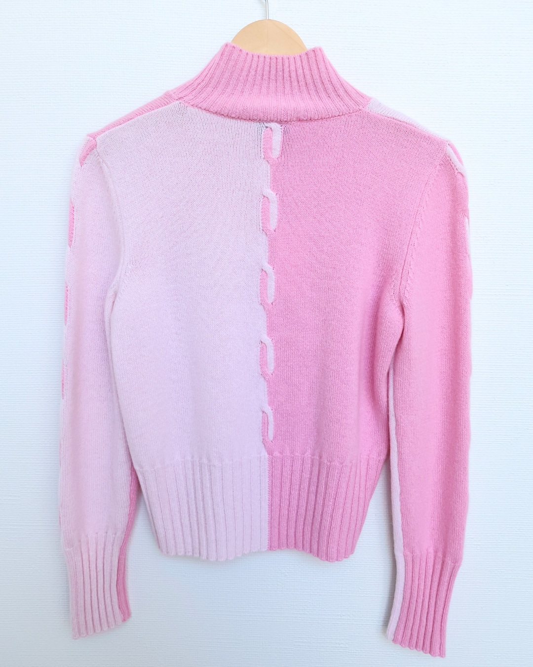 Two-Tone Braided Cashmere Turtleneck
