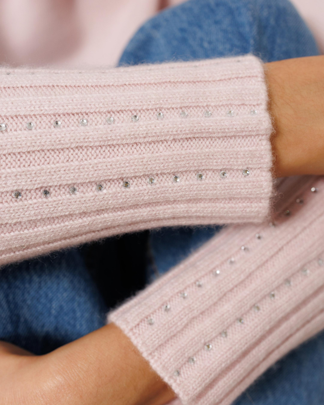 Cashmere Crewneck with Diamante Detailing