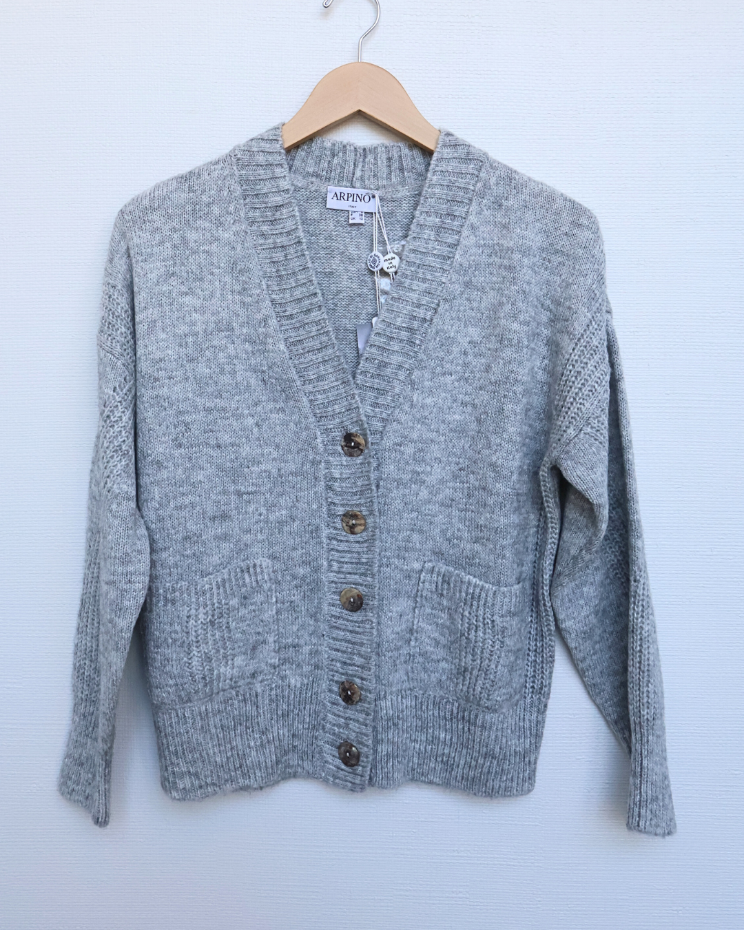 Cropped Knit Cardigan with Tortoiseshell Buttons