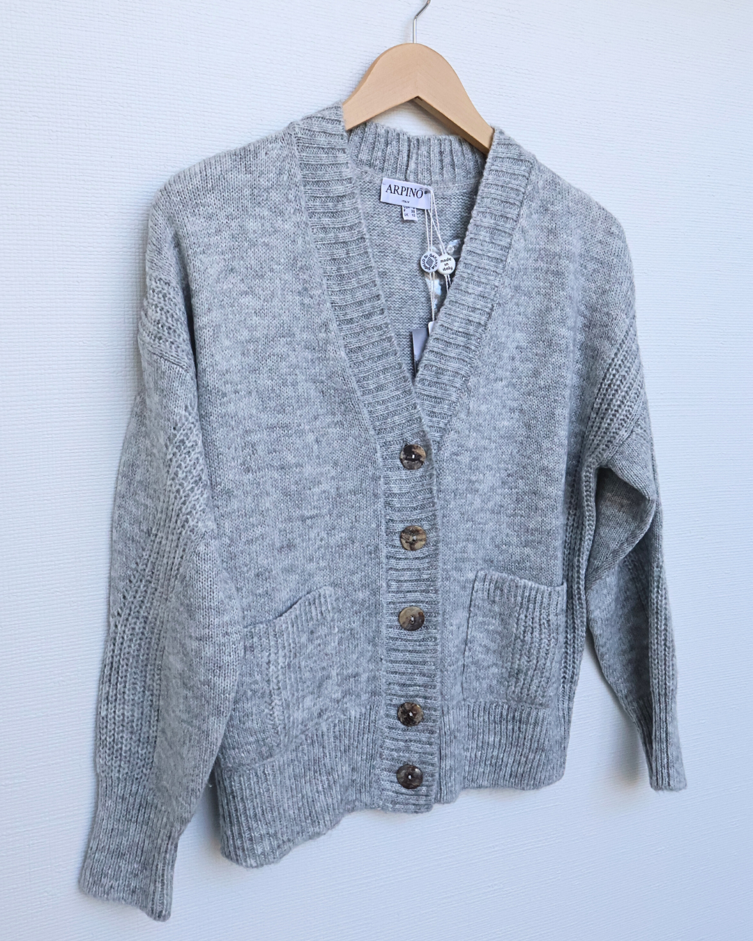 Cropped Knit Cardigan with Tortoiseshell Buttons