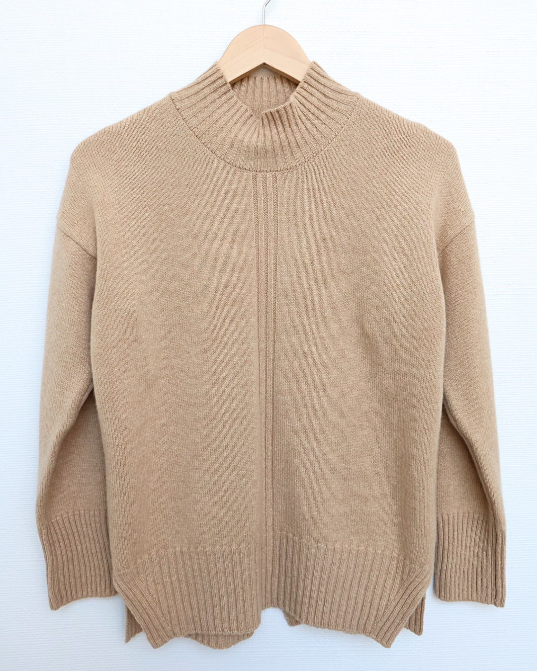 Ribbed Mock Neck Wool–Cashmere Sweater