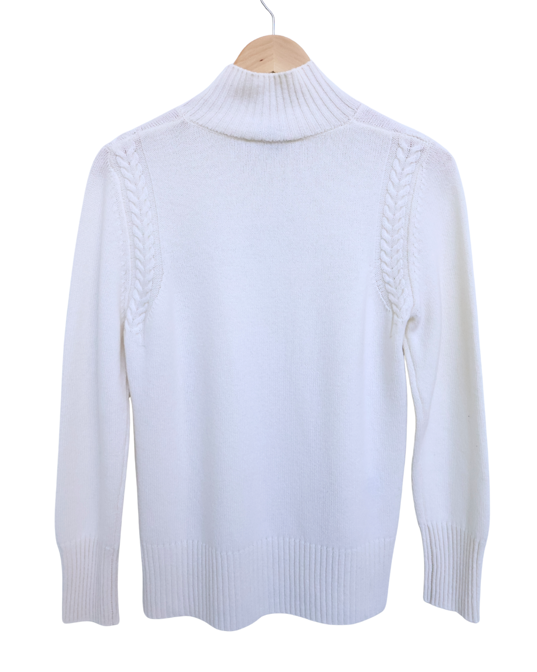 Cable-Detail Mock Neck Cashmere Sweater