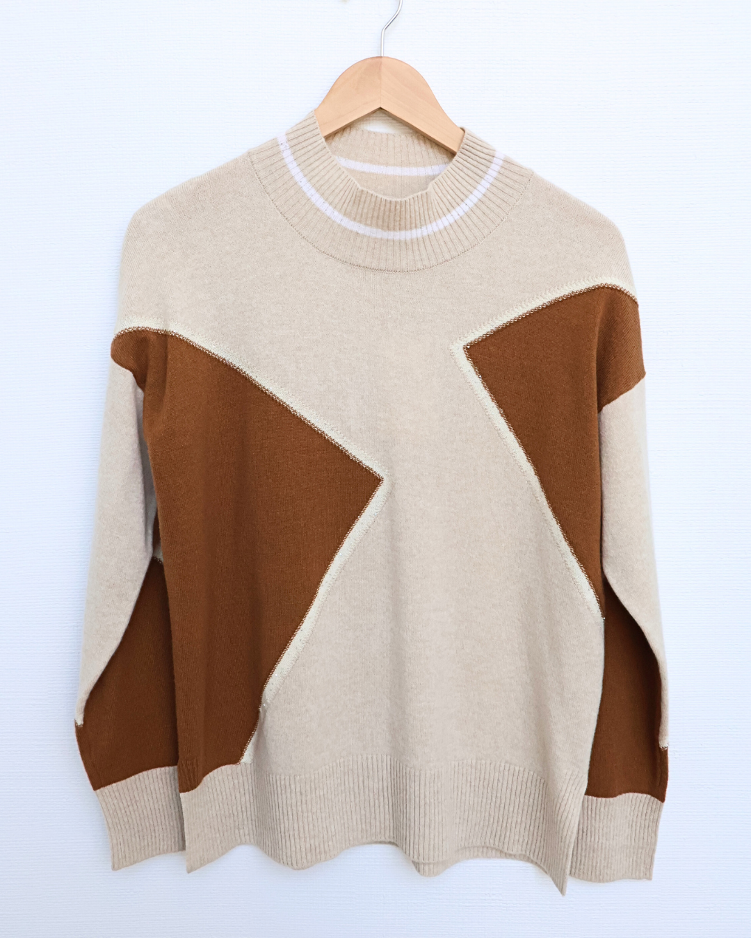 Geometric Mock Neck Knit