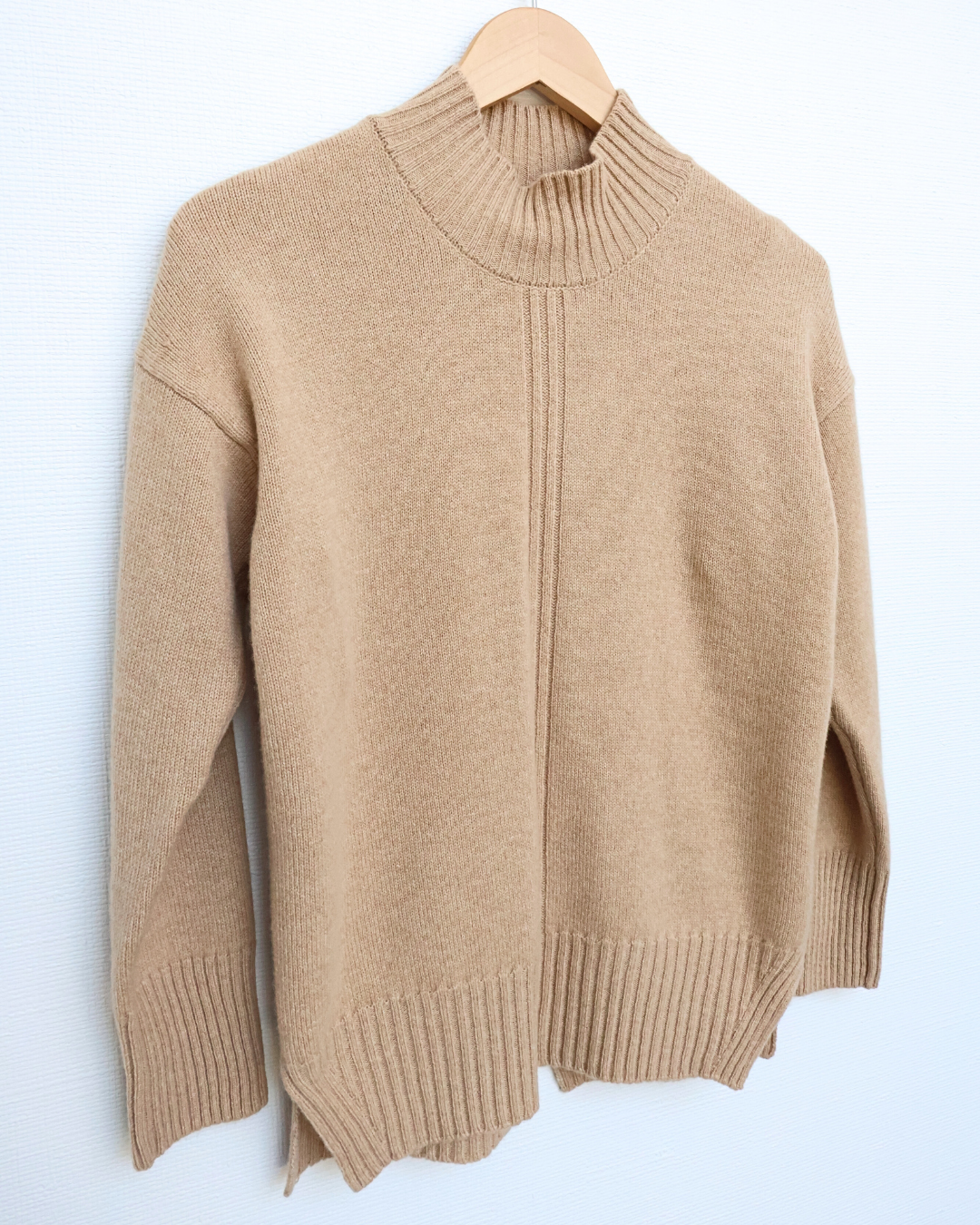 Ribbed Mock Neck Wool–Cashmere Sweater