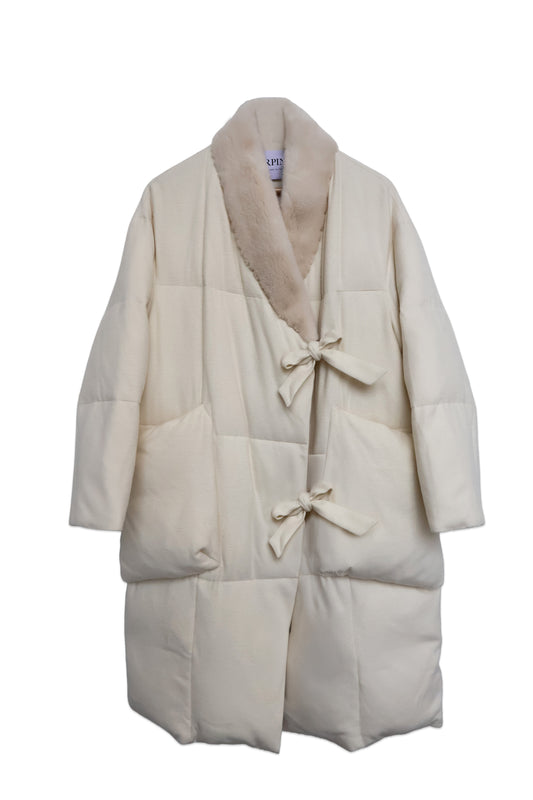 White Quilted Puffer with Mink Fur
