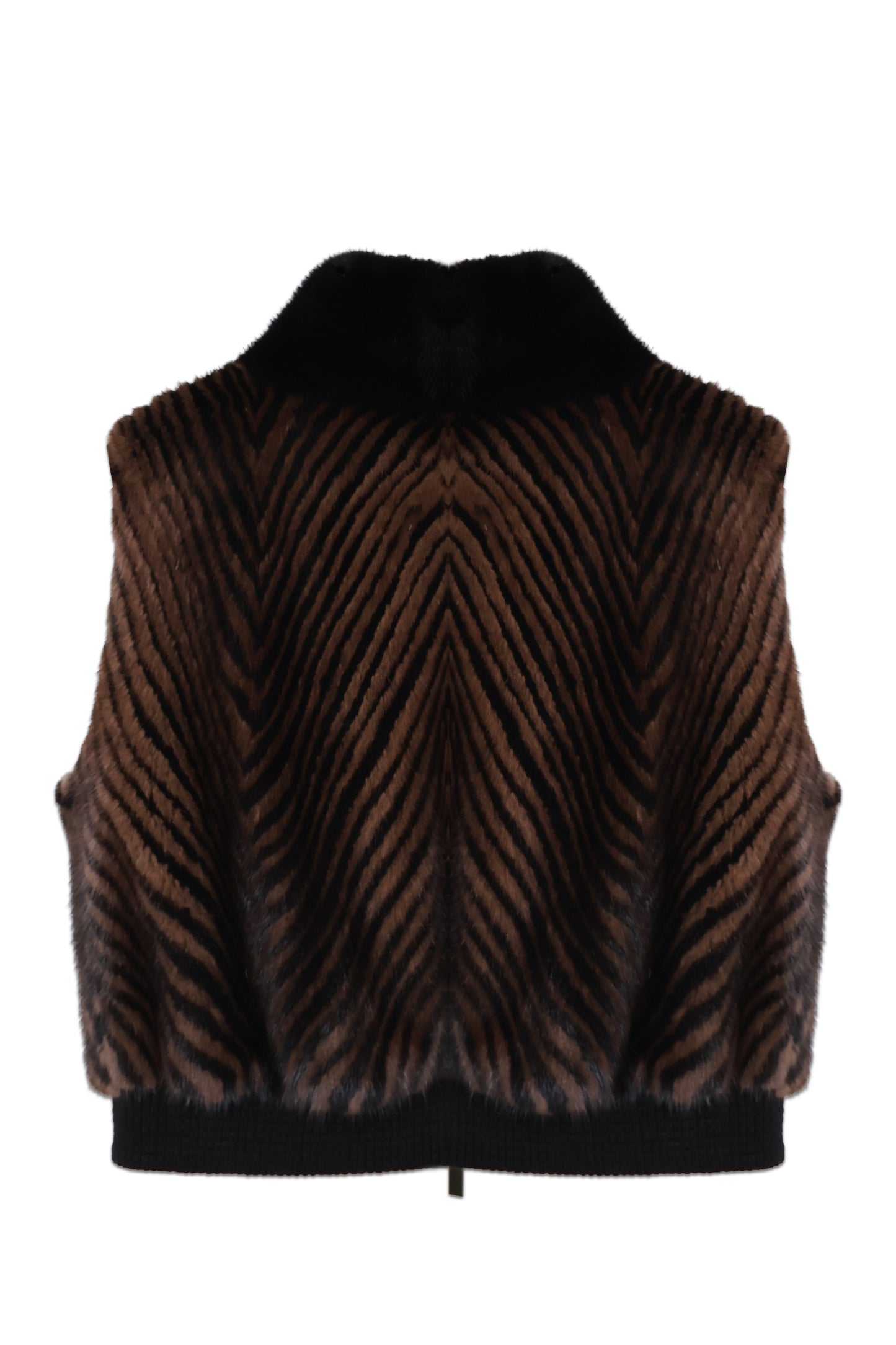 Black Animal Print Mink Vest