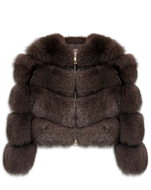 Grey Rex Rabbit Fur Jacket with Zipper